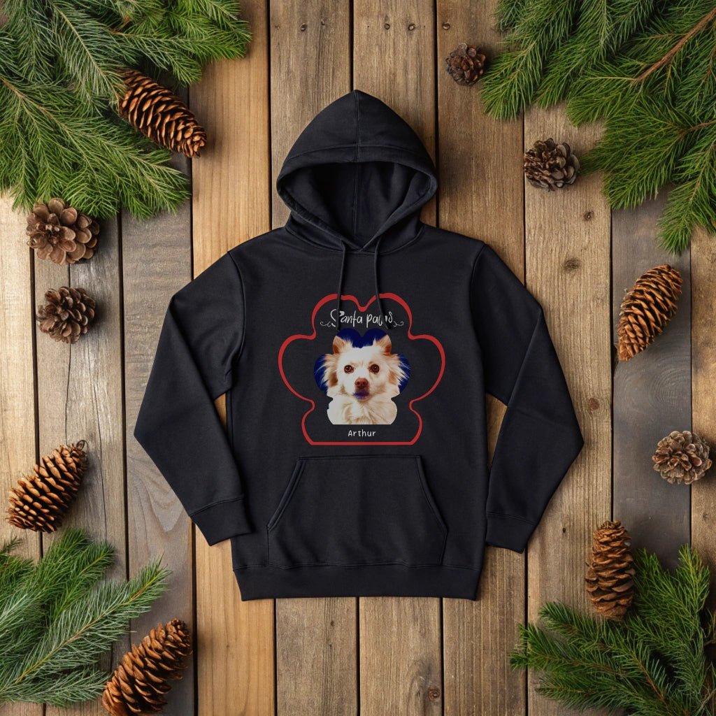 A Paw - sitively Perfect Christmas Dog Portrait Hoodie with Custom Photo_Doggo Mojo_Hoodies_Black_S_4