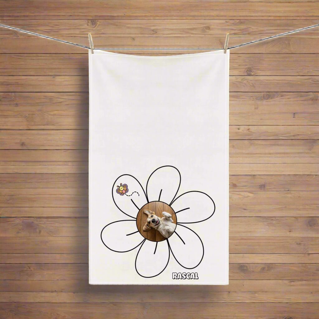 Daisy Dog: Personalized Cotton Tea Towel with Your Dog's Photo & Name_Doggo Mojo_Kitchen Towels_2