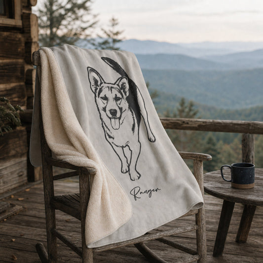 Heritage Custom Dog Sketch Sherpa Fleece Blanket | Doggo Mojo_Doggo Mojo_Sherpa Blankets_2