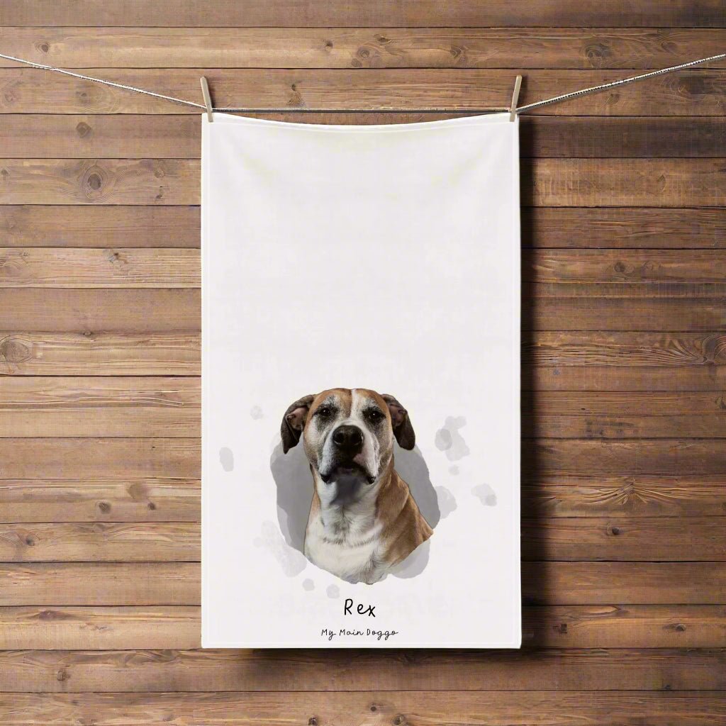 My Main Doggo: Personalized Cotton Tea Towel with Your Dog's Photo & Name_Doggo Mojo_Kitchen Towels_2