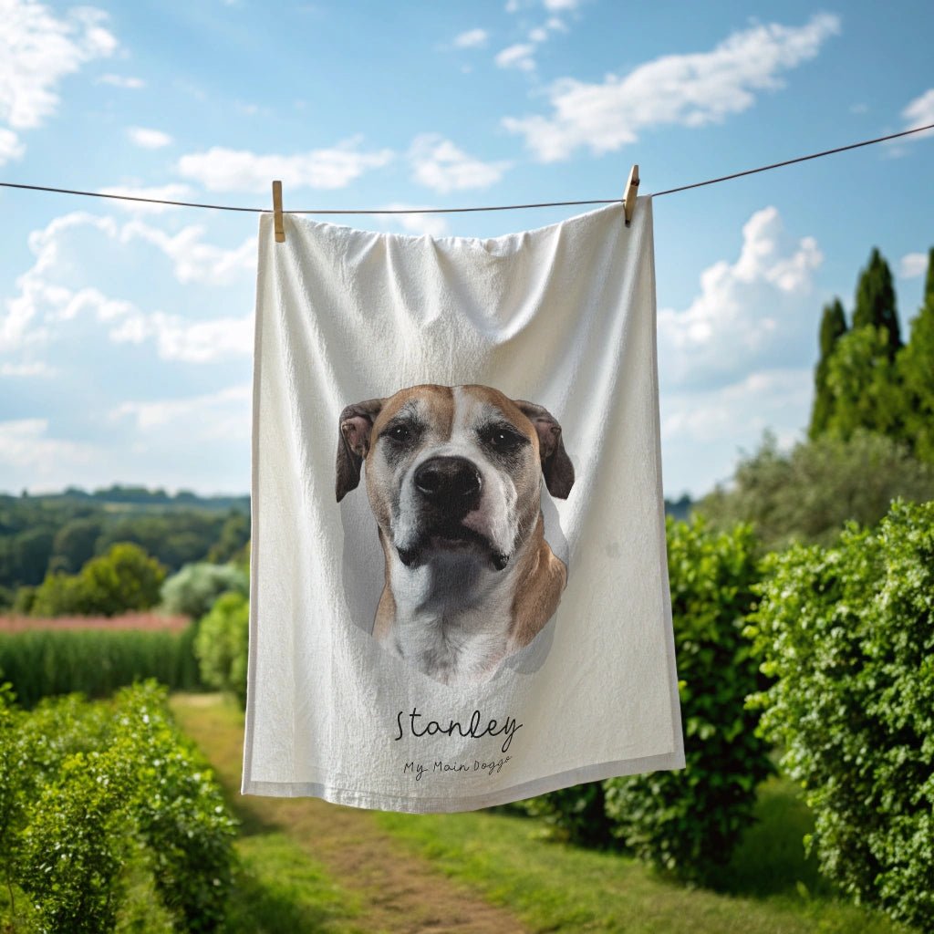 My Main Doggo: Personalized Cotton Tea Towel with Your Dog's Photo & Name_Doggo Mojo_Kitchen Towels_1
