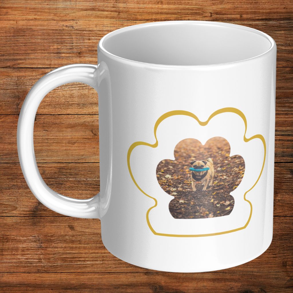 Personalized 11oz Ceramic Mug: Dog Dad Paw Print with Your Dog's Photo & Name_Doggo Mojo_Ceramic Mugs_7