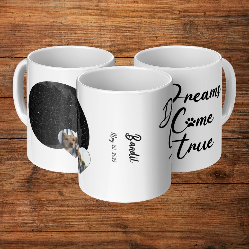 Personalized 11oz Ceramic Mug: Gotcha Day Dreams with Your Dog's Photo & Name_Doggo Mojo_Ceramic Mugs_11