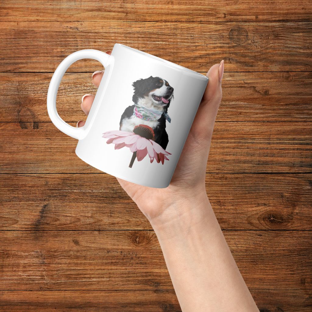Personalized 11oz Ceramic Mug: Petals and Paws with Your Dog's Photo & Name_Doggo Mojo_Ceramic Mugs_5