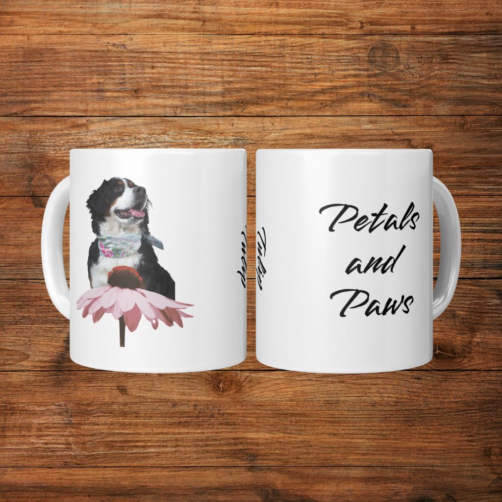 Personalized 11oz Ceramic Mug: Petals and Paws with Your Dog's Photo & Name_Doggo Mojo_Ceramic Mugs_7