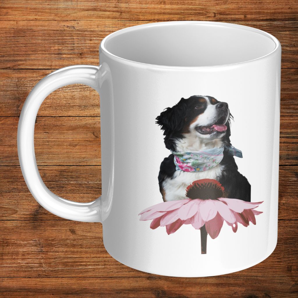 Personalized 11oz Ceramic Mug: Petals and Paws with Your Dog's Photo & Name_Doggo Mojo_Ceramic Mugs_8