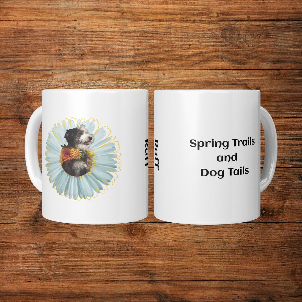 Personalized 11oz Ceramic Mug: Spring Trails and Dog Tails with Your Dog's Photo & Name_Doggo Mojo_Ceramic Mugs_7