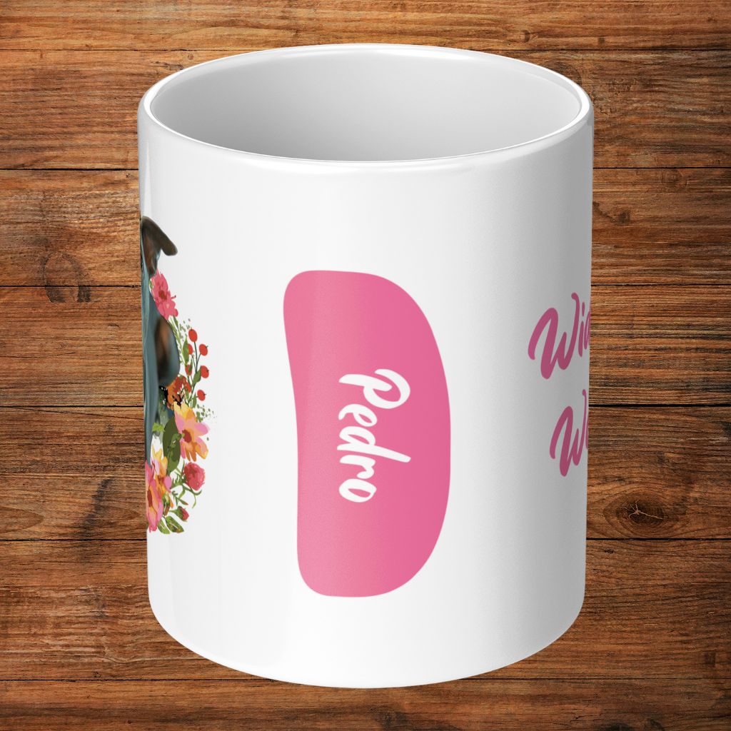 Personalized 11oz Ceramic Mug: Wildflower Wonders with Your Dog's Photo & Name_Doggo Mojo_Ceramic Mugs_13