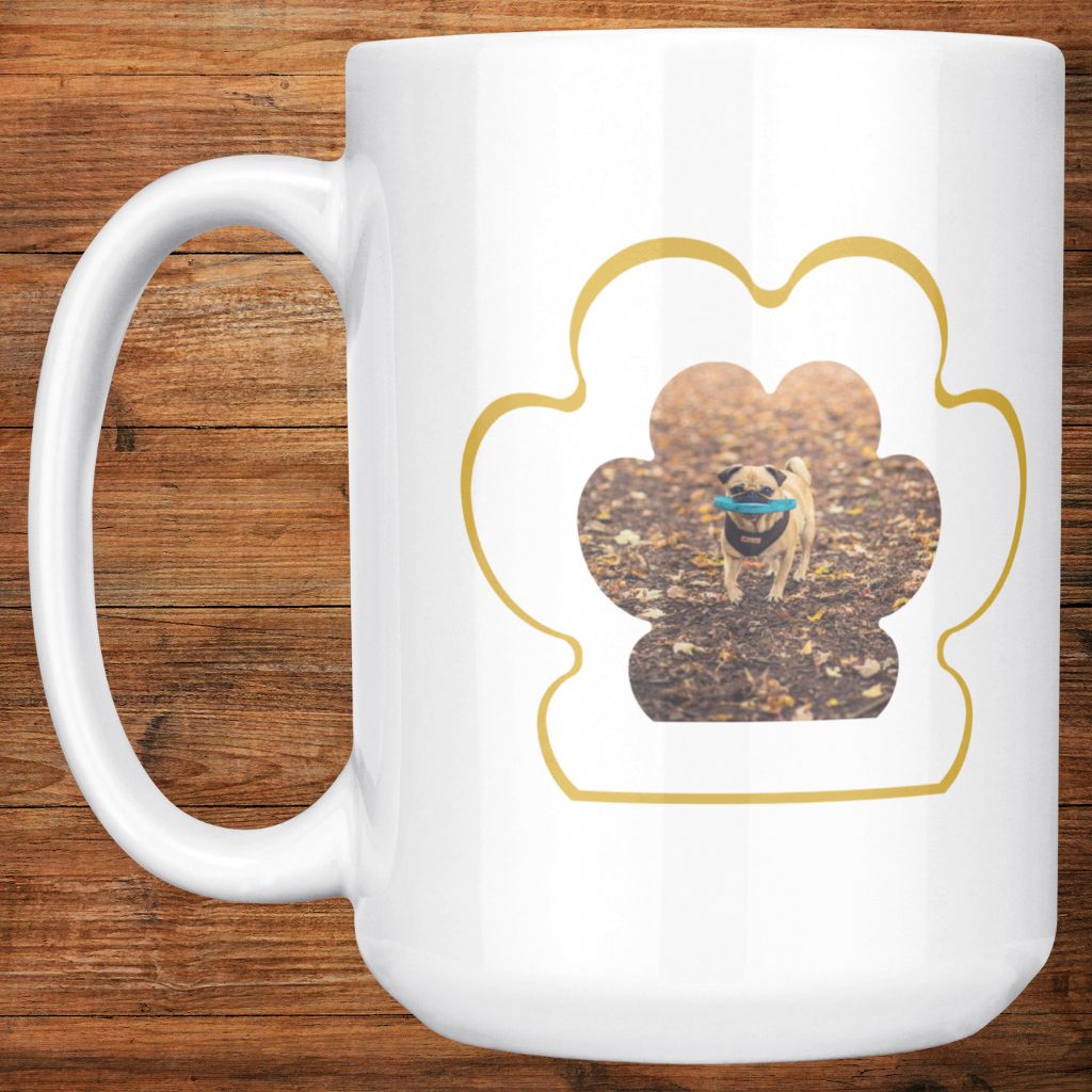Personalized 15oz Ceramic Mug: Dog Dad Paw Print with Your Dog's Photo & Name_Doggo Mojo_Ceramic Mugs_7
