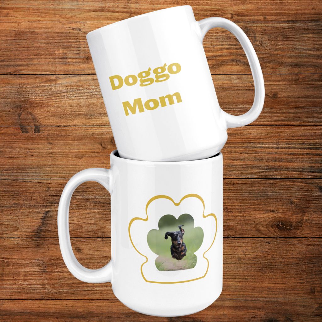 Personalized 15oz Ceramic Mug: Dog Mom Paw Print with Your Dog's Photo & Name_Doggo Mojo_Ceramic Mugs_7