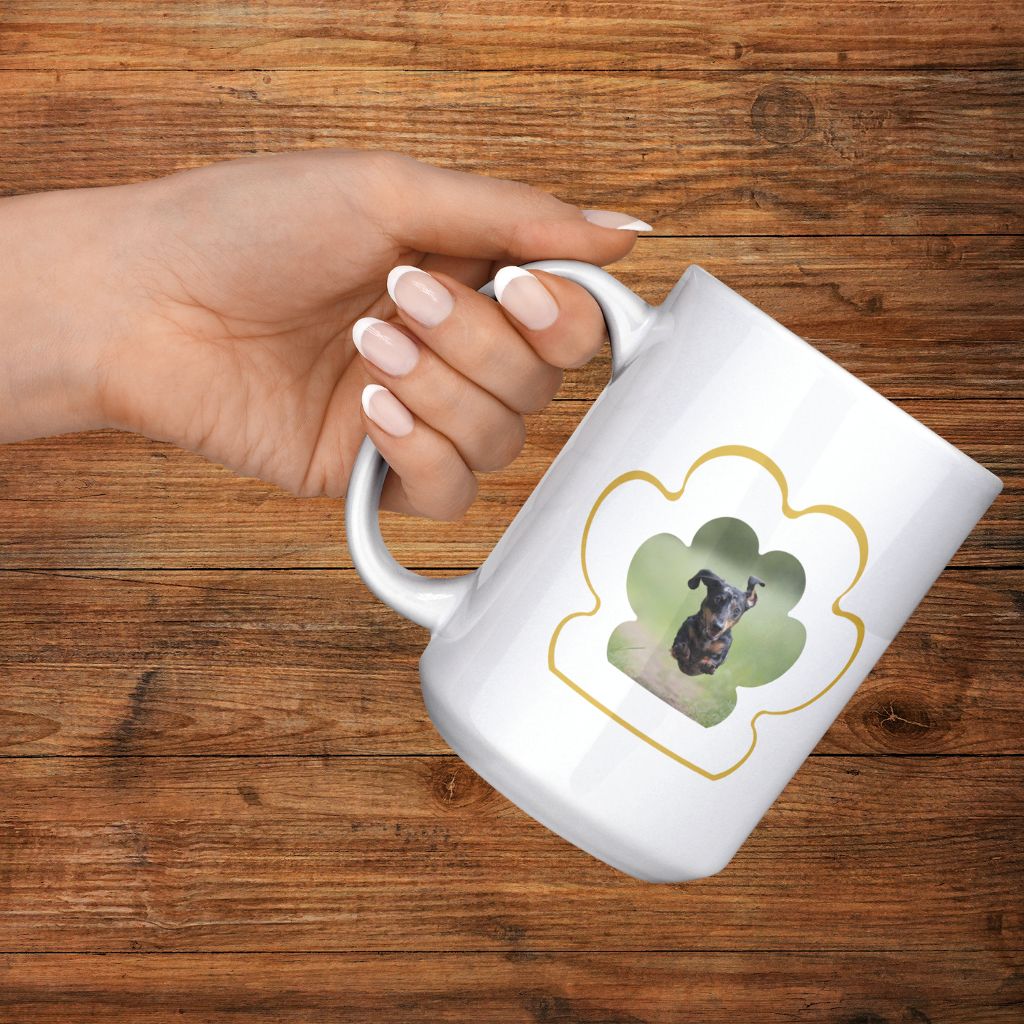 Personalized 15oz Ceramic Mug: Dog Mom Paw Print with Your Dog's Photo & Name_Doggo Mojo_Ceramic Mugs_4