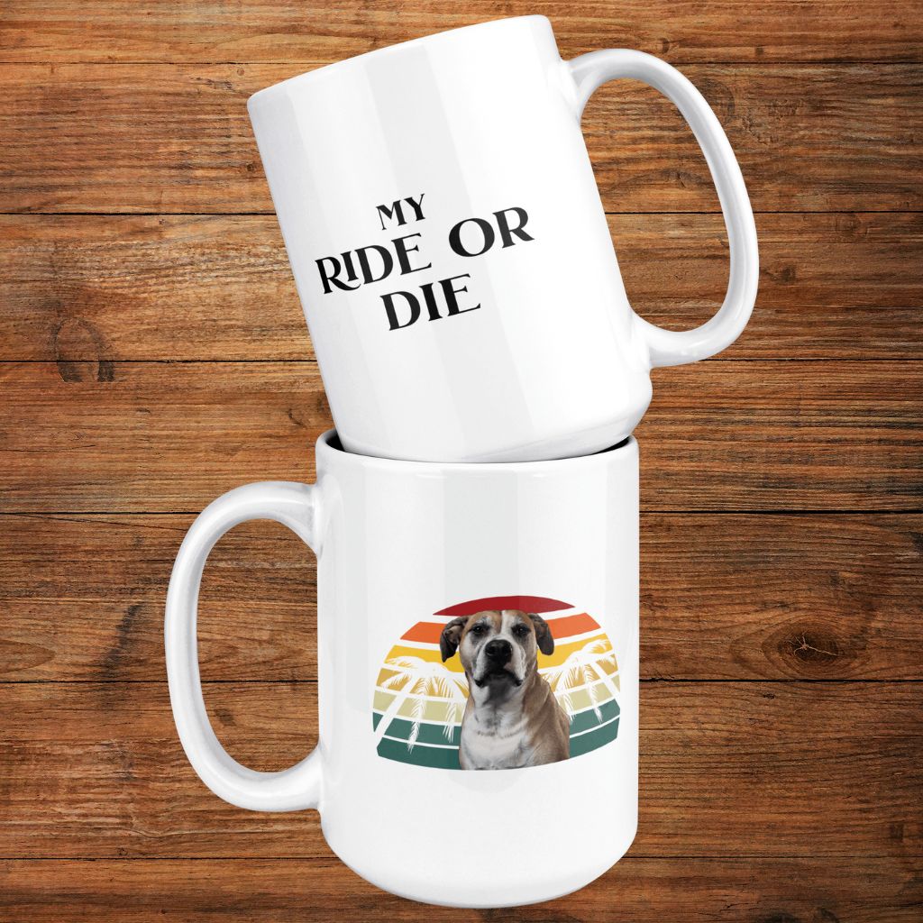 Personalized 15oz Ceramic Mug: My Ride or Die with Your Dog's Photo & Name_Doggo Mojo_Ceramic Mugs_7