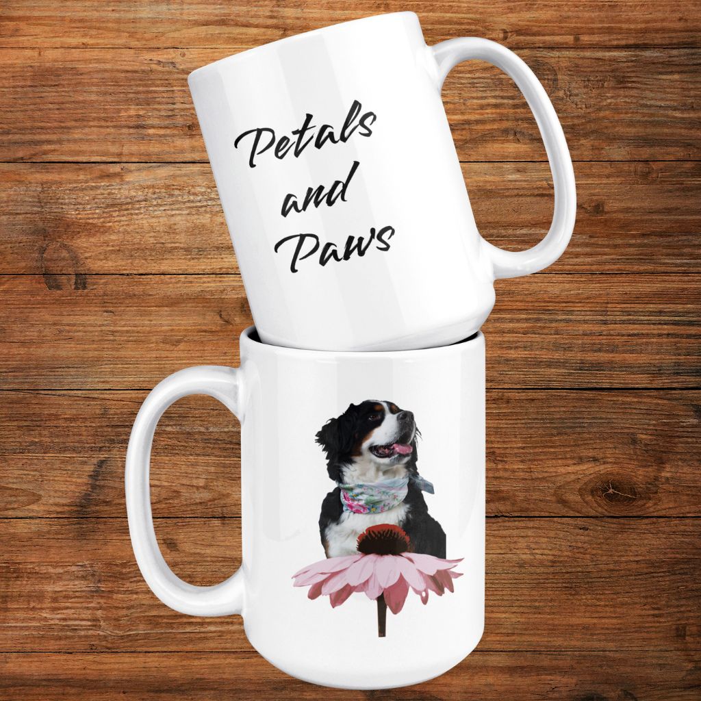 Personalized 15oz Ceramic Mug: Petals and Paws with Your Dog's Photo & Name_Doggo Mojo_Ceramic Mugs_10