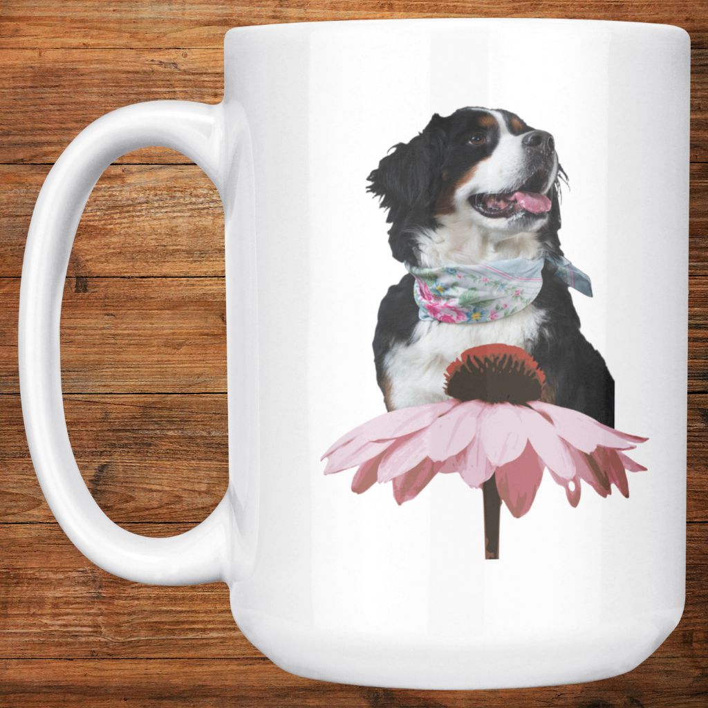Personalized 15oz Ceramic Mug: Petals and Paws with Your Dog's Photo & Name_Doggo Mojo_Ceramic Mugs_7