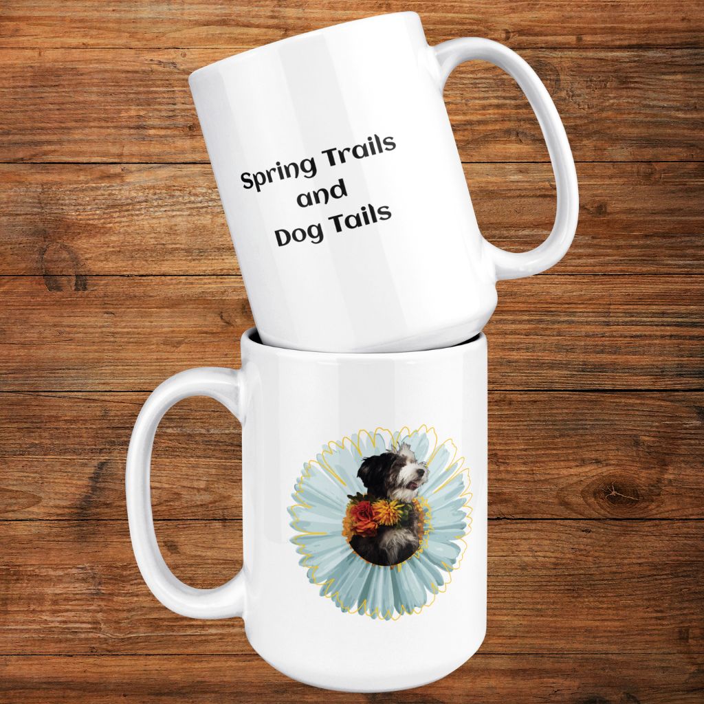 Personalized 15oz Ceramic Mug: Spring Trails and Dog Tails with Your Dog's Photo & Name_Doggo Mojo_Ceramic Mugs_7