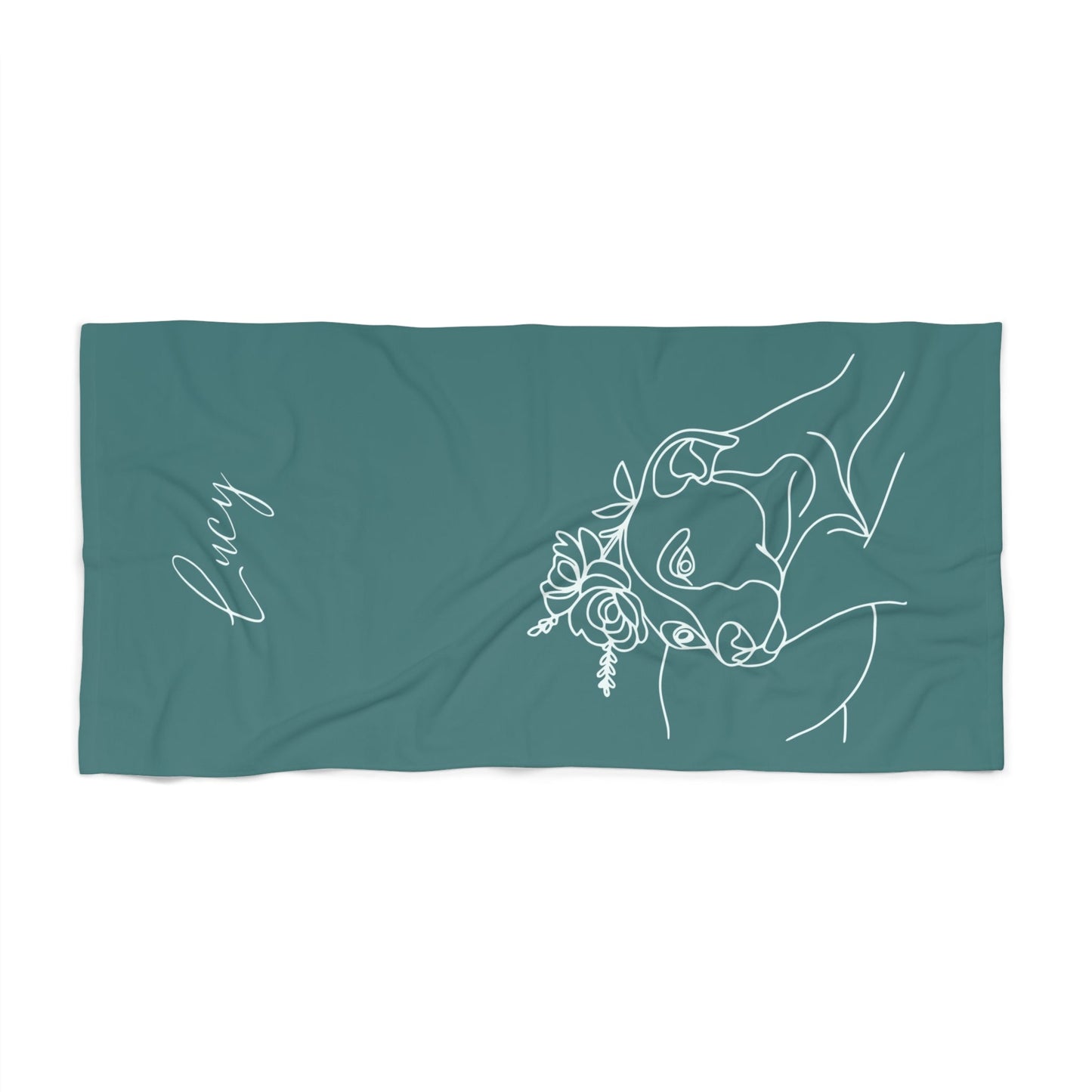 Personalized Beach Towel: Minimal Line Art with Your Dog's Photo & Name_Doggo Mojo_Beach Towel_4