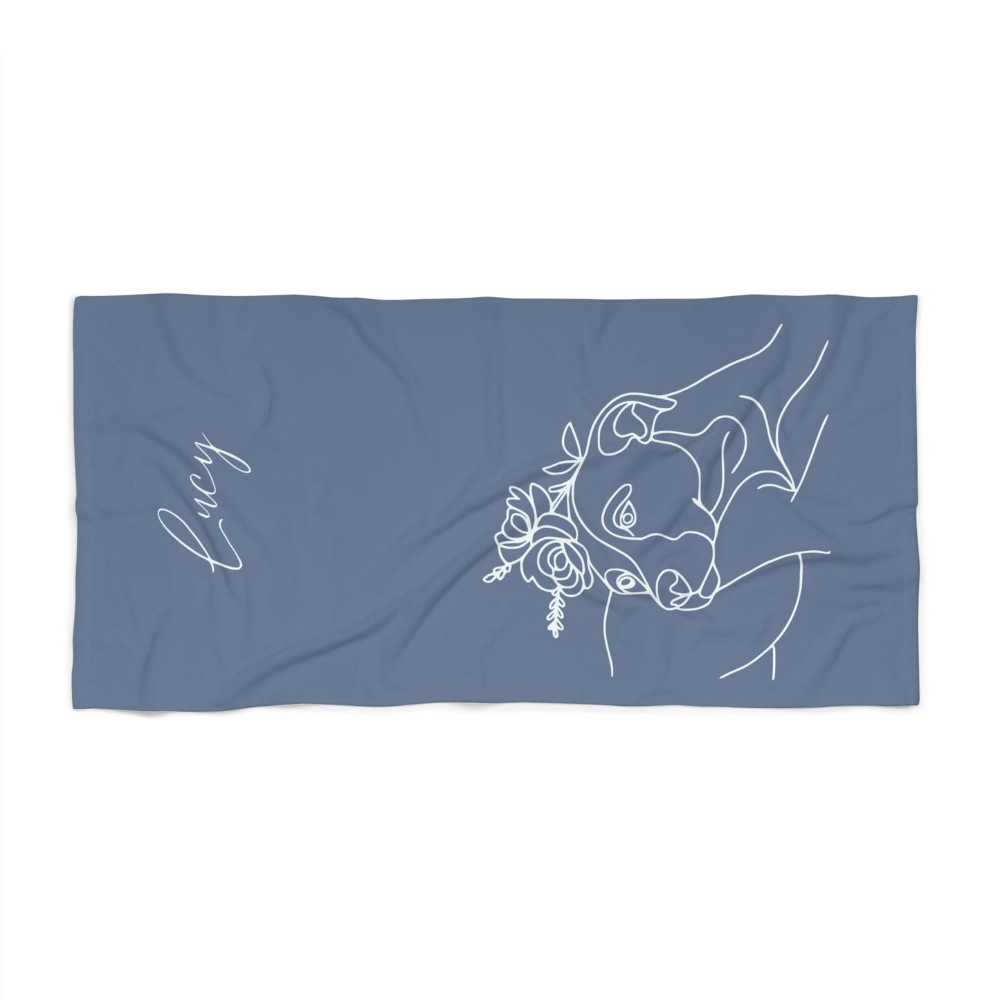 Personalized Beach Towel: Minimal Line Art with Your Dog's Photo & Name_Doggo Mojo_Beach Towel_6