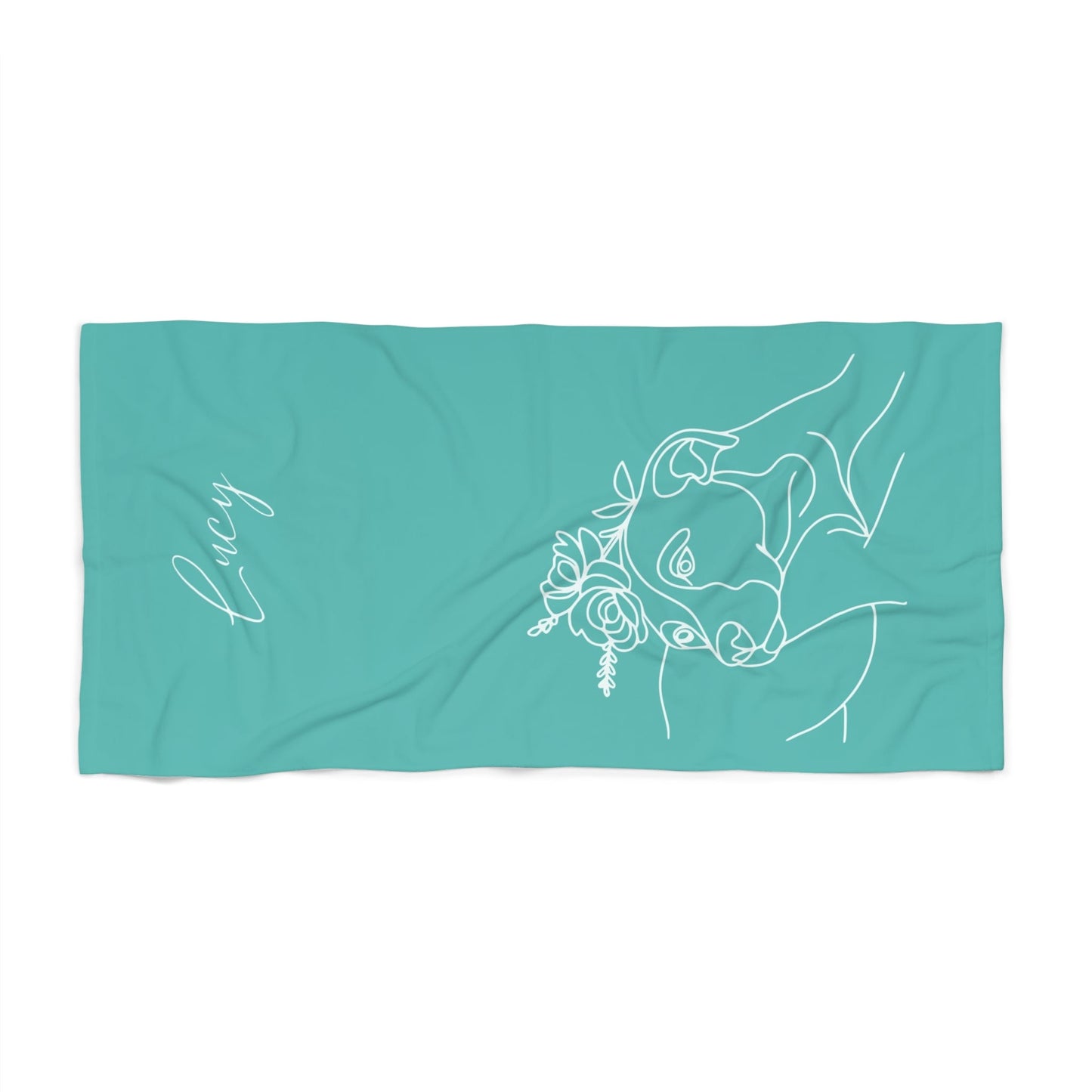 Personalized Beach Towel: Minimal Line Art with Your Dog's Photo & Name_Doggo Mojo_Beach Towel_5