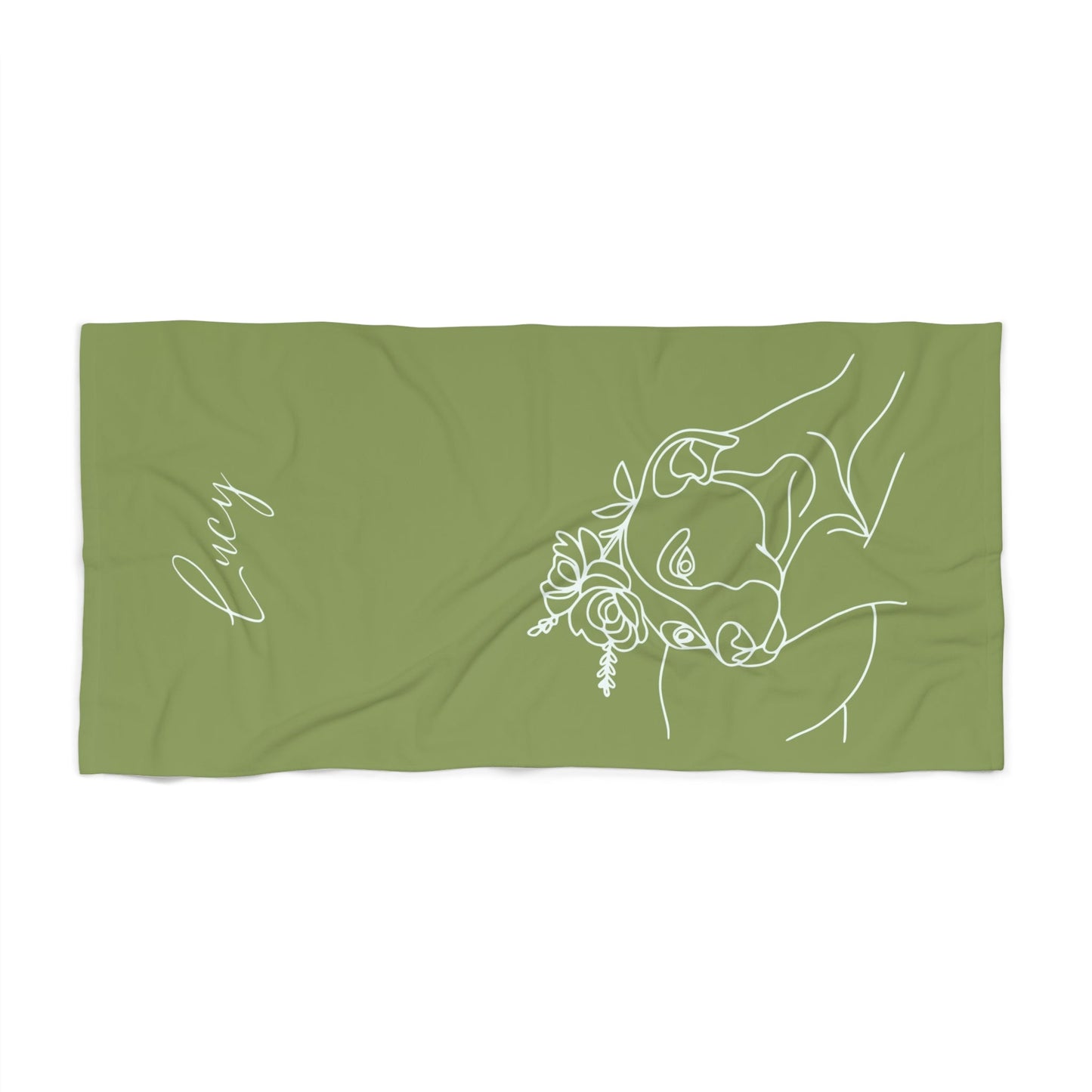 Personalized Beach Towel: Minimal Line Art with Your Dog's Photo & Name_Doggo Mojo_Beach Towel_8
