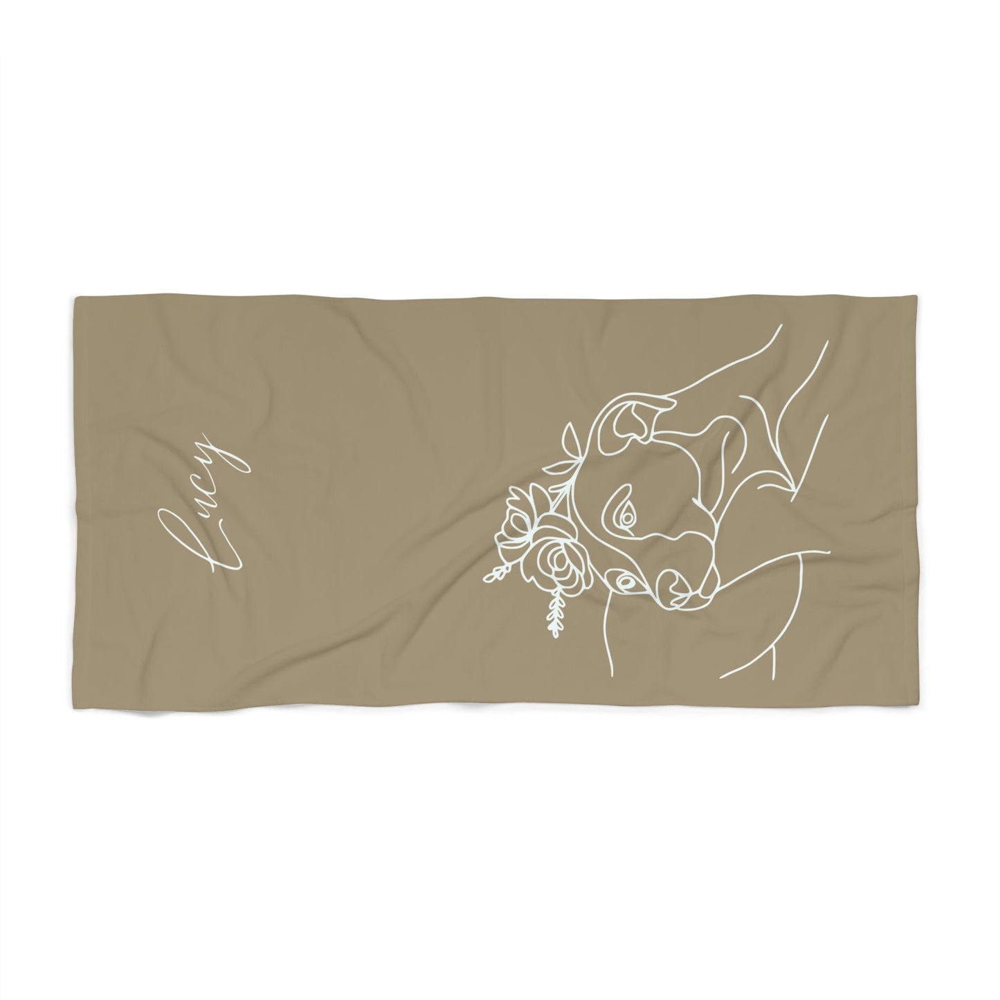 Personalized Beach Towel: Minimal Line Art with Your Dog's Photo & Name_Doggo Mojo_Beach Towel_3