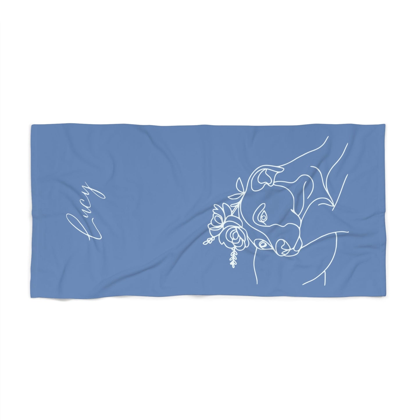 Personalized Beach Towel: Minimal Line Art with Your Dog's Photo & Name_Doggo Mojo_Beach Towel_7