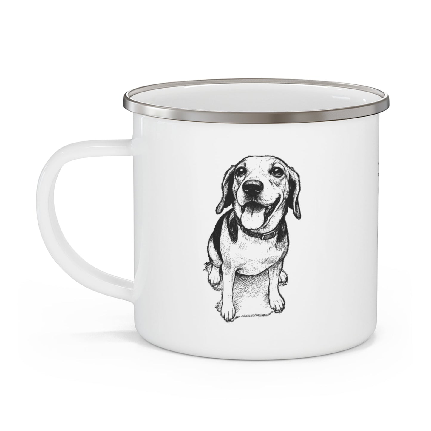 Personalized Camp Mug: Custom Dog Sketch & Tent with Your Dog's Name_Doggo Mojo_Enamel Camping Mug_3