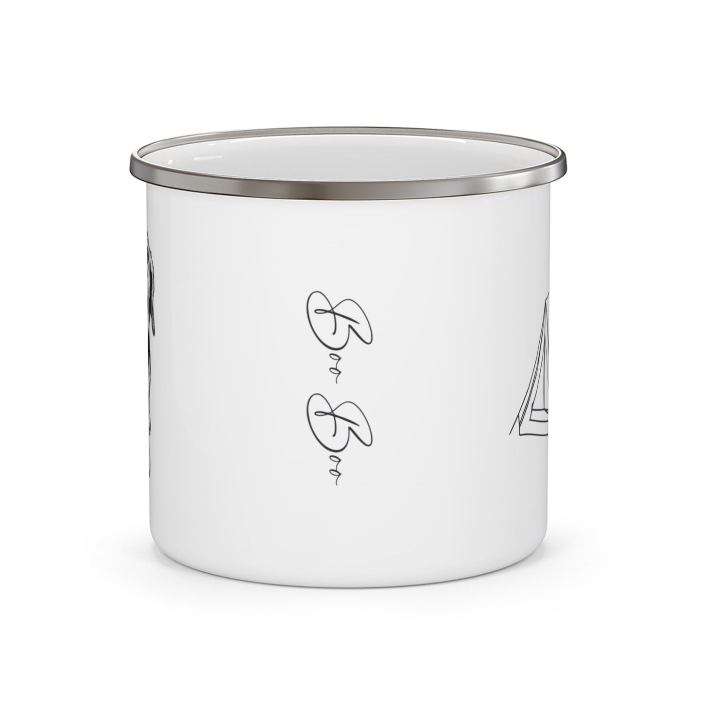 Personalized Camp Mug: Custom Dog Sketch & Tent with Your Dog's Name_Doggo Mojo_Enamel Camping Mug_4