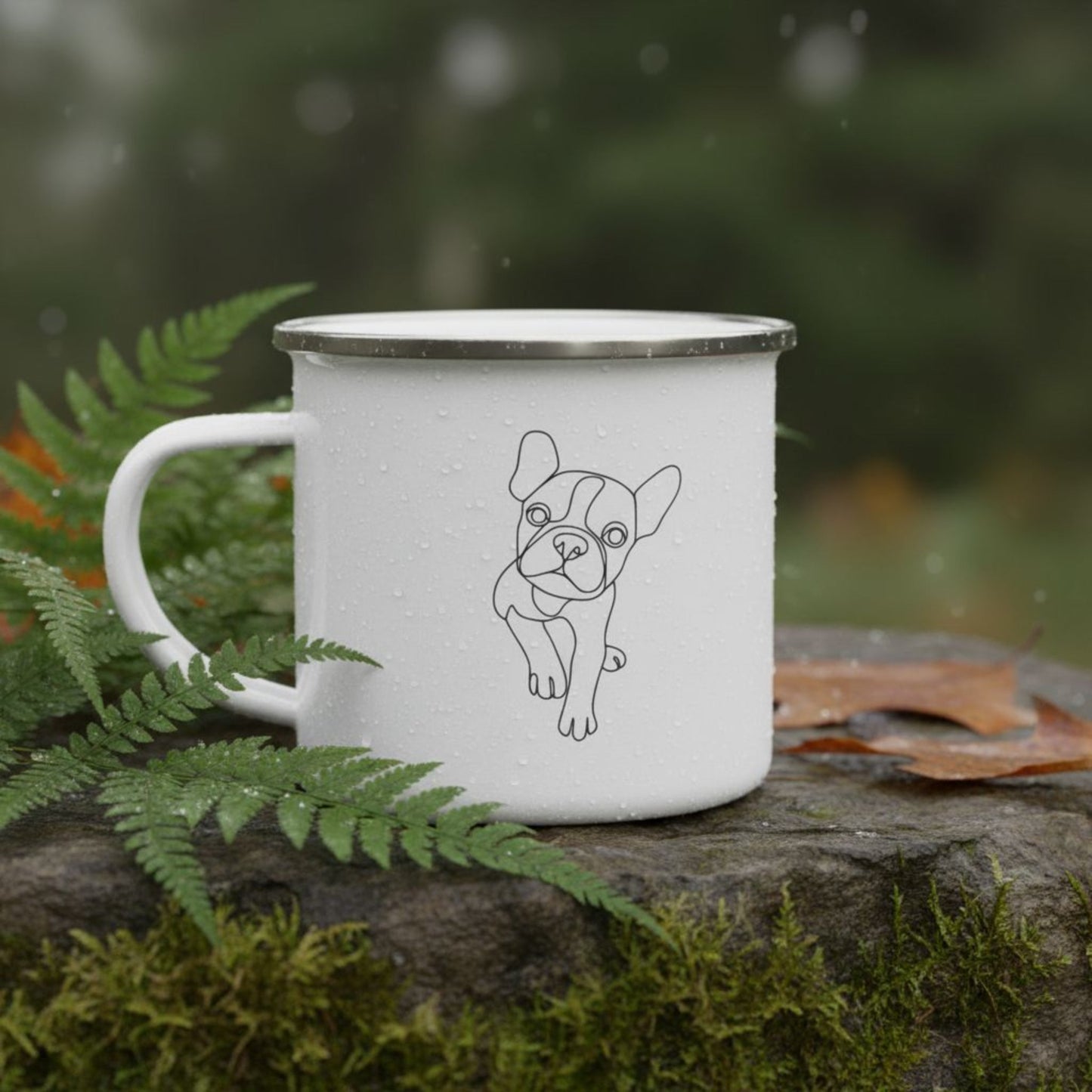 Personalized Camp Mug: Minimal Line Art & Tent with Your Dog's Photo & Name_Doggo Mojo_Enamel Camping Mug_7