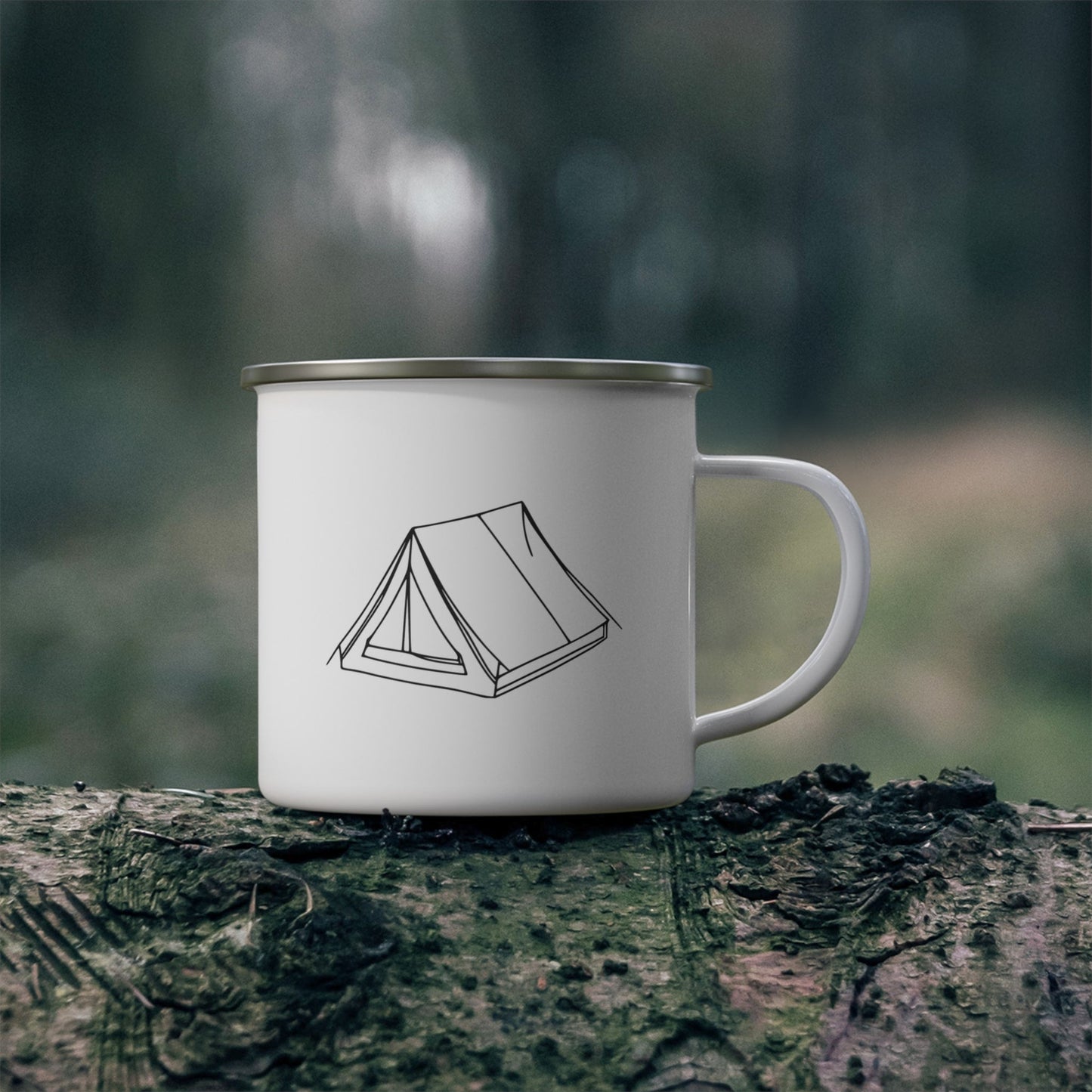 Personalized Camp Mug: Minimal Line Art & Tent with Your Dog's Photo & Name_Doggo Mojo_Enamel Camping Mug_2