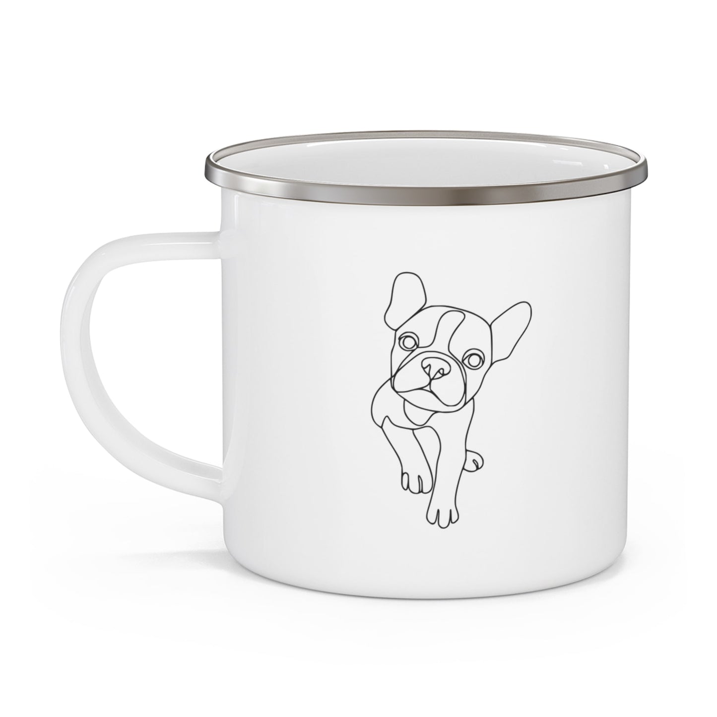 Personalized Camp Mug: Minimal Line Art & Tent with Your Dog's Photo & Name_Doggo Mojo_Enamel Camping Mug_3