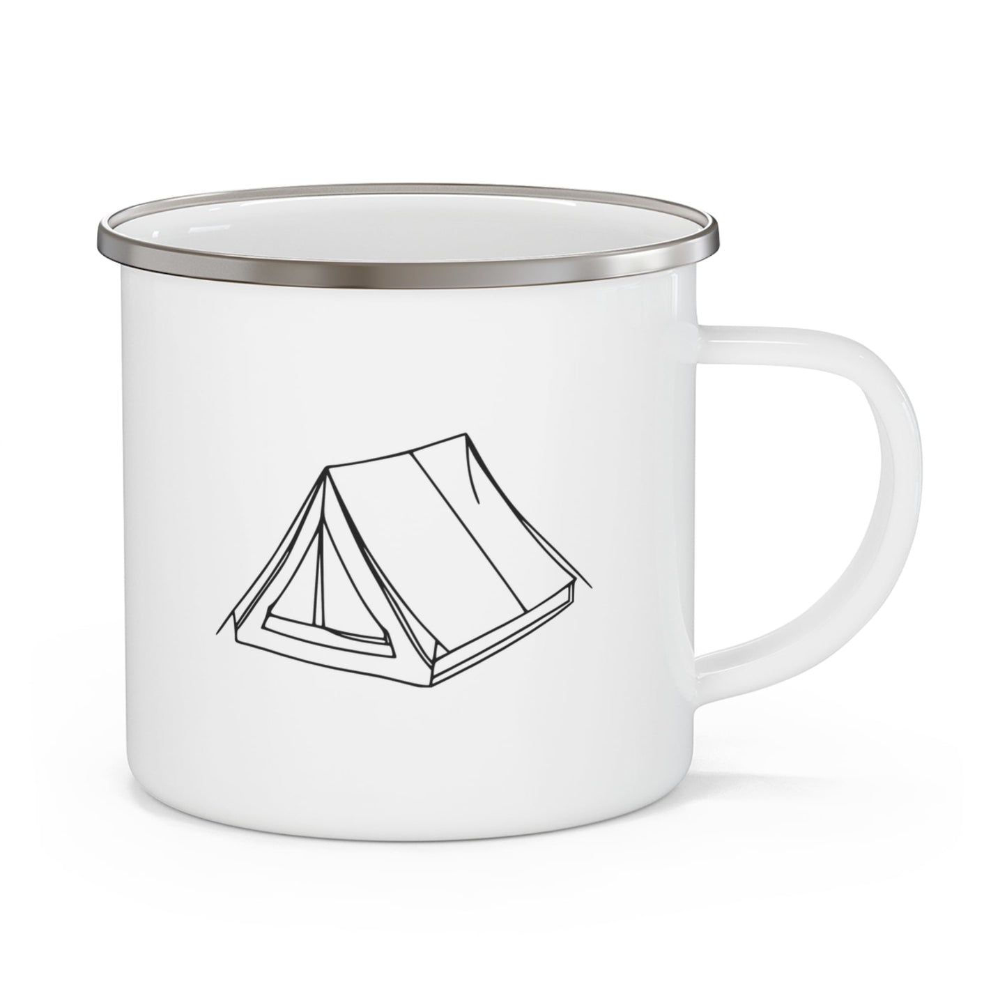 Personalized Camp Mug: Minimal Line Art & Tent with Your Dog's Photo & Name_Doggo Mojo_Enamel Camping Mug_5