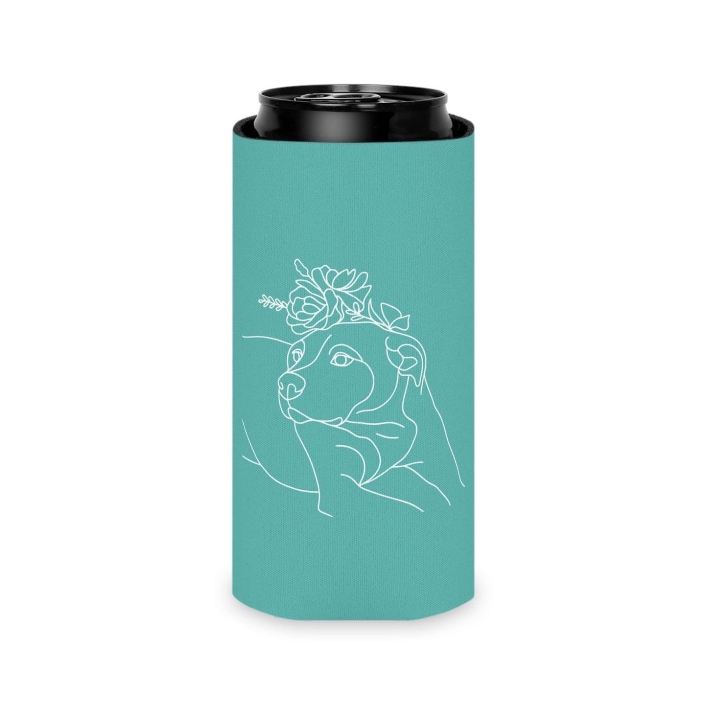Personalized Can Cooler: Minimal Line Art with Your Dog's Photo & Name_Doggo Mojo_Drink Sleeves_6
