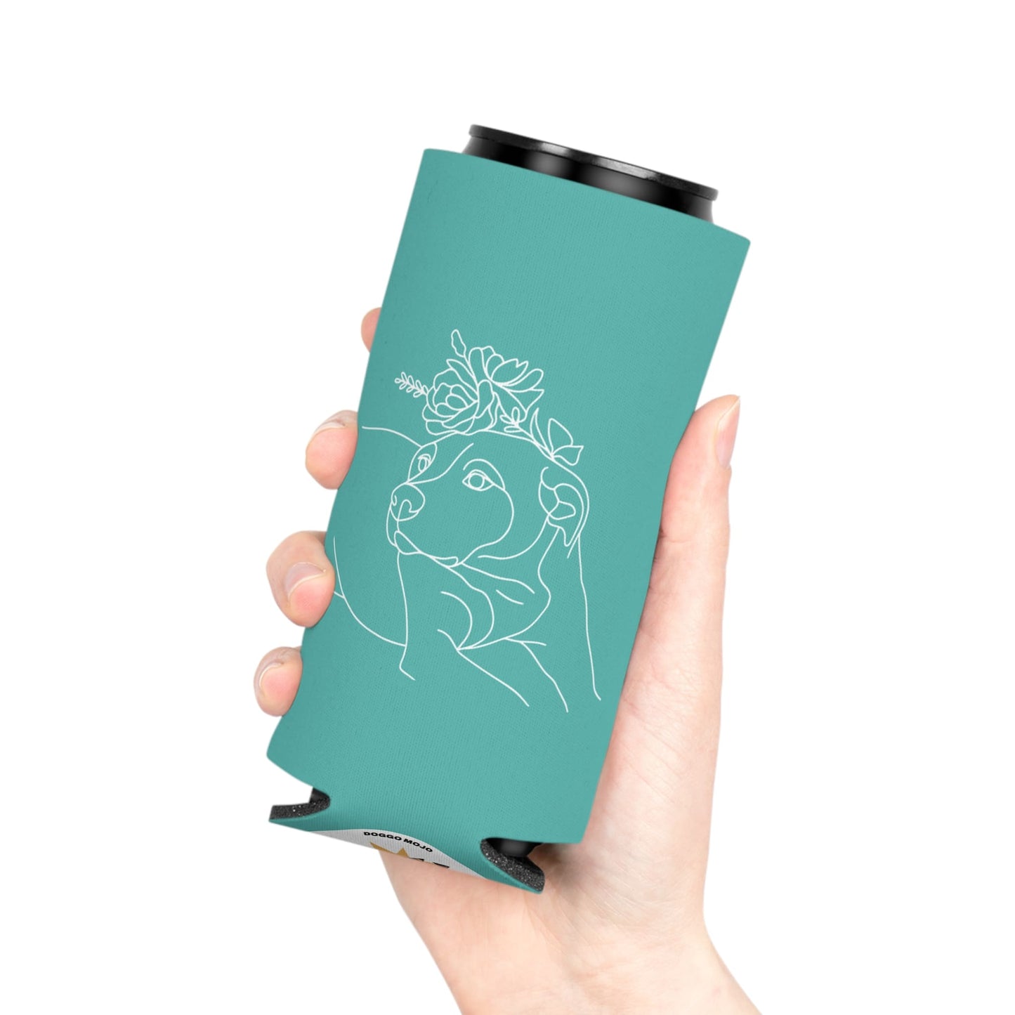 Personalized Can Cooler: Minimal Line Art with Your Dog's Photo & Name_Doggo Mojo_Drink Sleeves_8