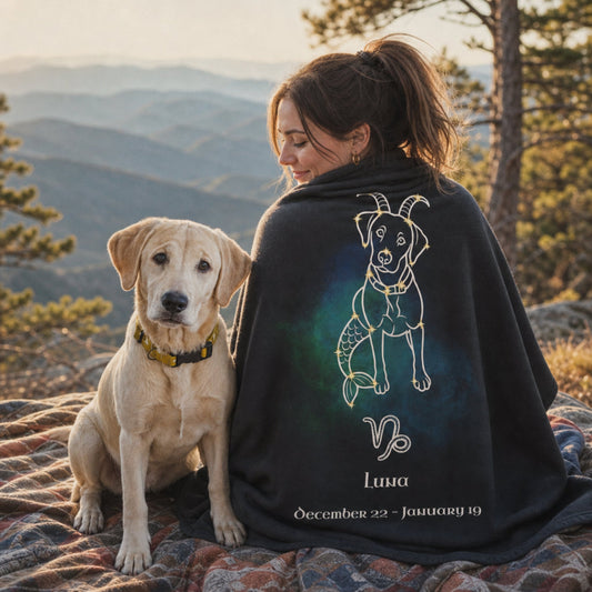 Personalized Capricorn Dog Sherpa Blanket | Modern Sketch Photo Upload_Doggo Mojo_Sherpa Blankets_2