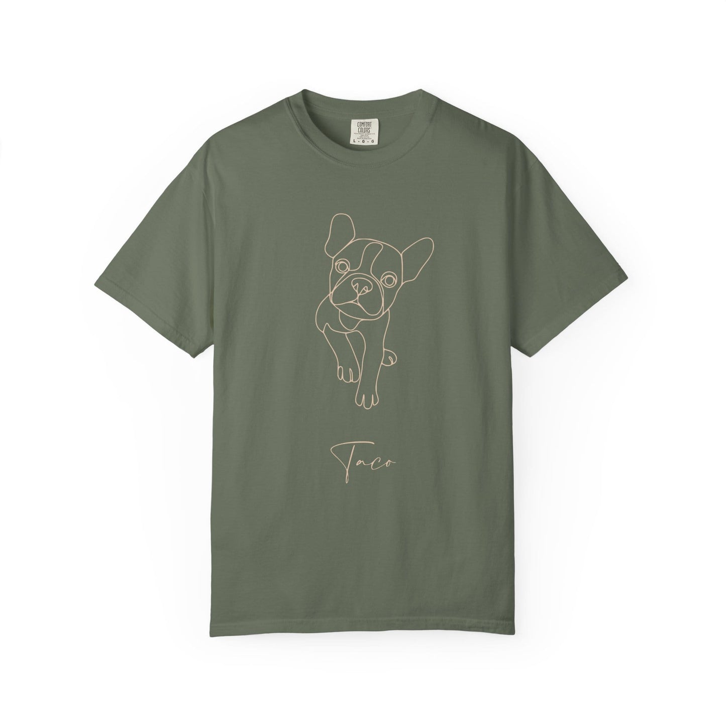 Personalized Comfort Colors T-shirt | Minimal Line Art with Your Dog's Photo & Name_Doggo Mojo_T-shirts_22