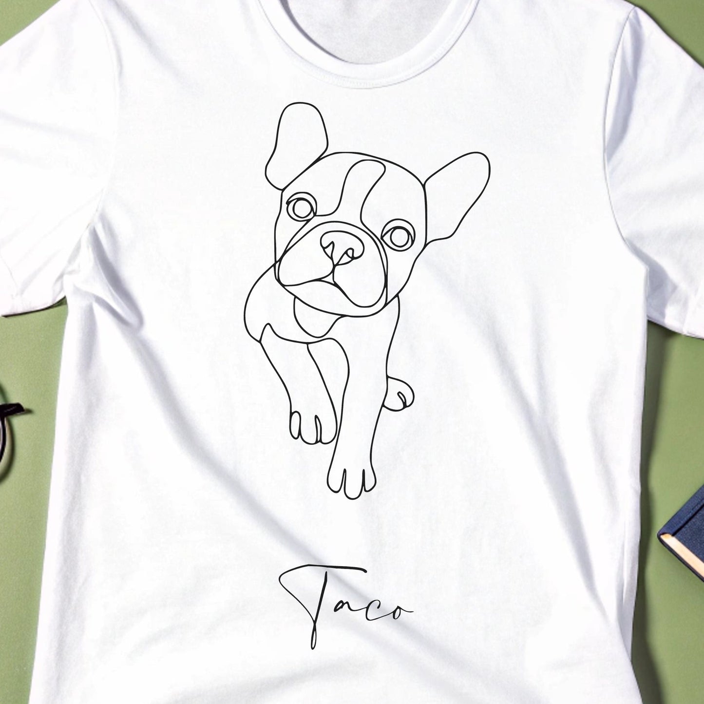 Personalized Comfort Colors T-shirt: Minimal Line Art with Your Dog's Photo & Name_Doggo Mojo_T-shirts_4