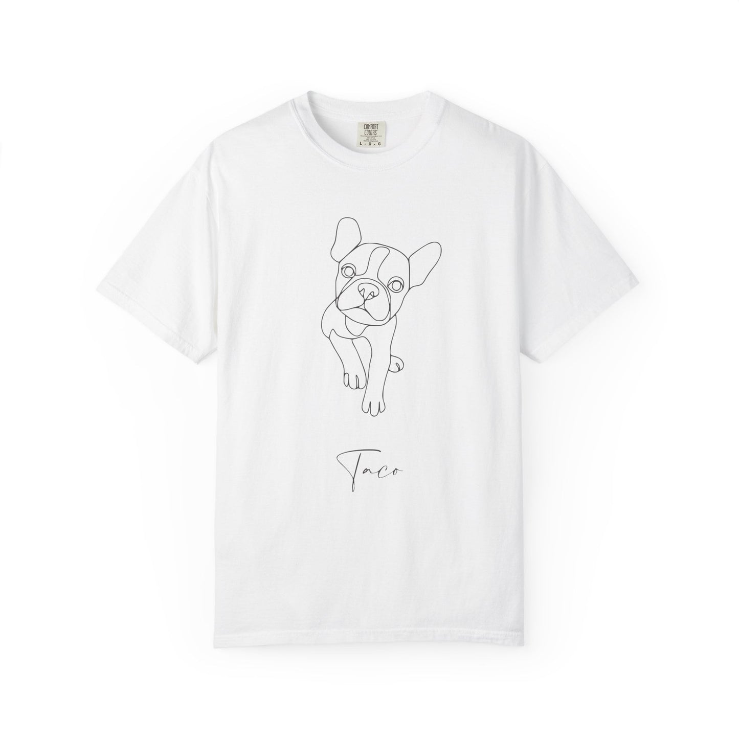 Personalized Comfort Colors T-shirt | Minimal Line Art with Your Dog's Photo & Name_Doggo Mojo_T-shirts_21