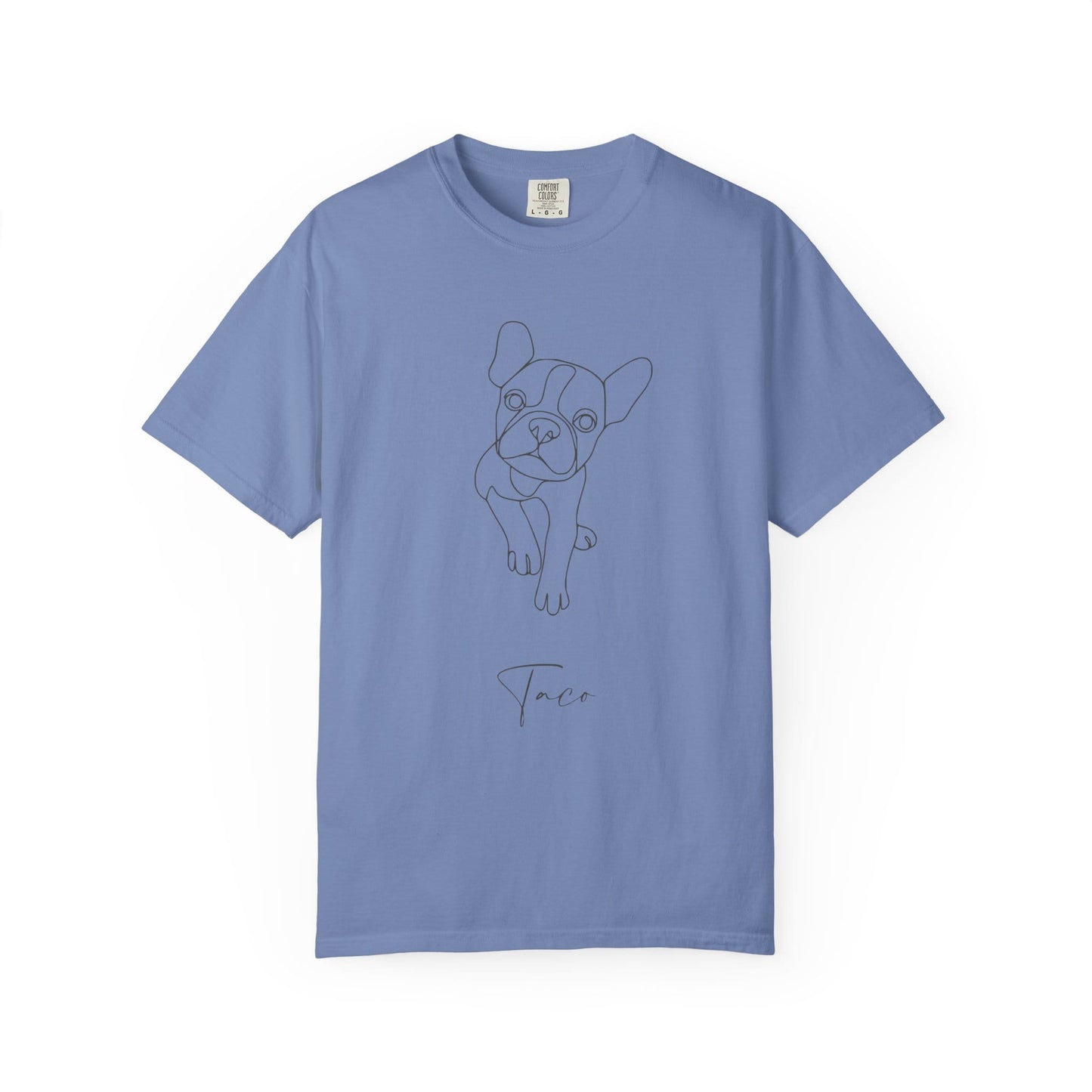 Personalized Comfort Colors T-shirt | Minimal Line Art with Your Dog's Photo & Name_Doggo Mojo_T-shirts_18