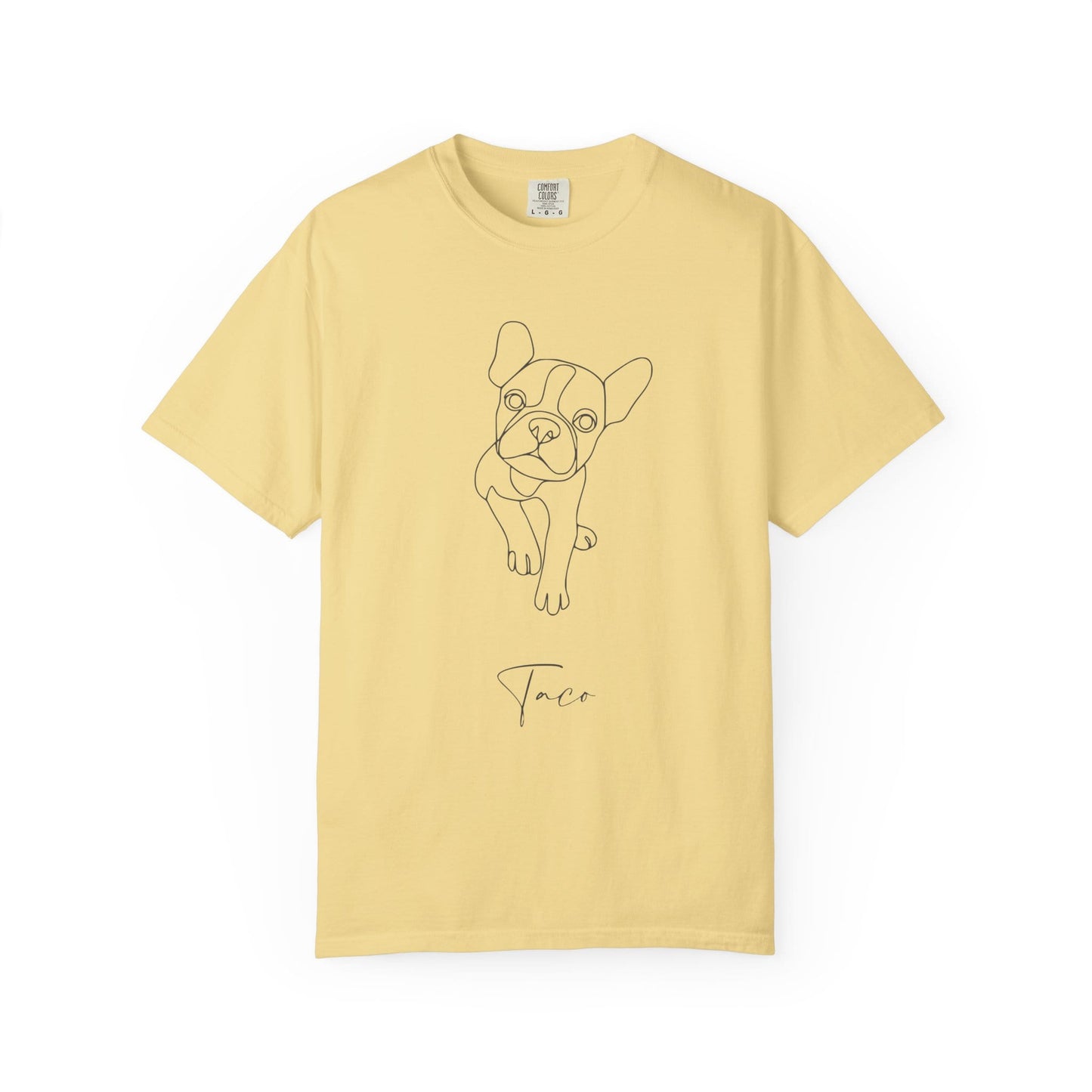 Personalized Comfort Colors T-shirt | Minimal Line Art with Your Dog's Photo & Name_Doggo Mojo_T-shirts_11