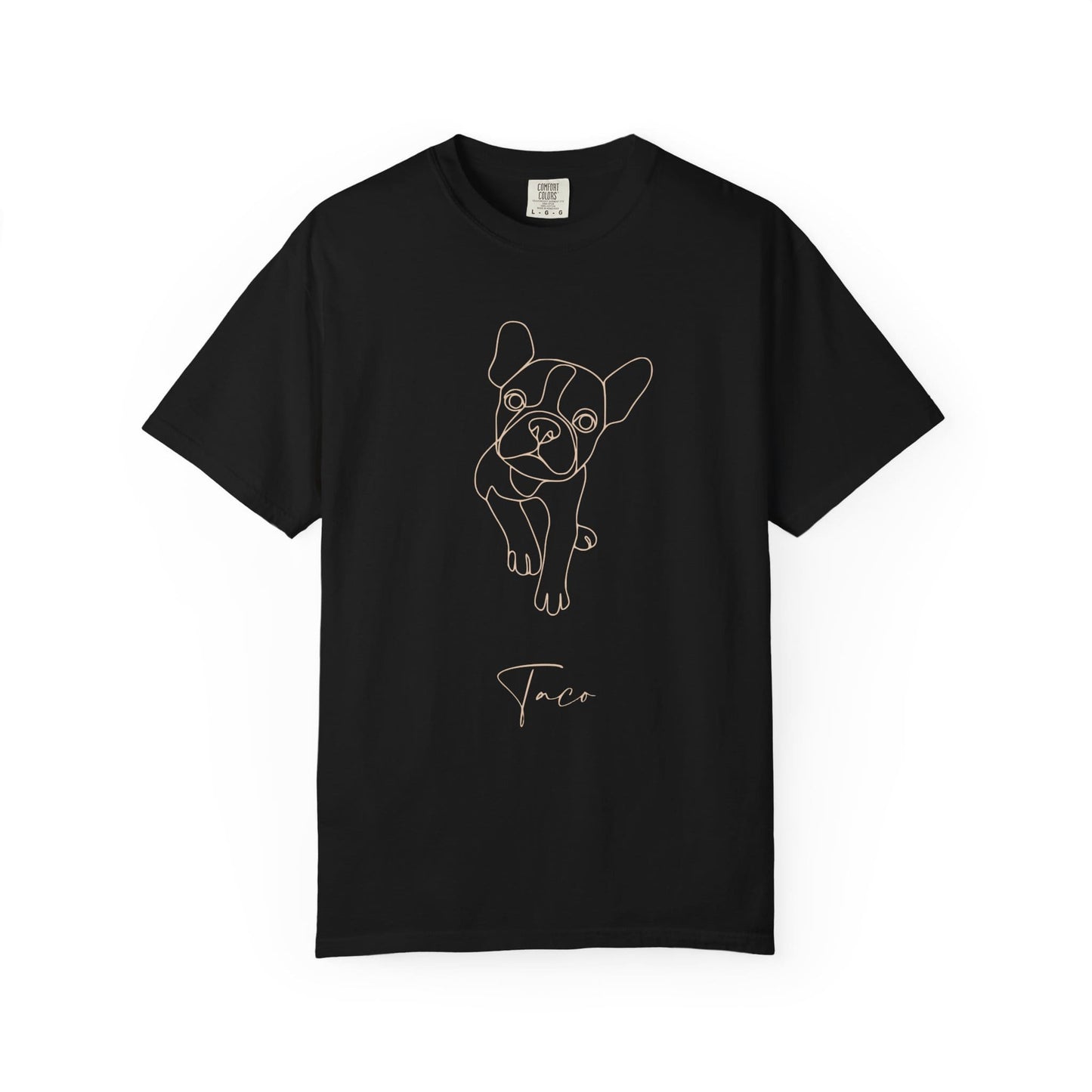 Personalized Comfort Colors T-shirt | Minimal Line Art with Your Dog's Photo & Name_Doggo Mojo_T-shirts_15