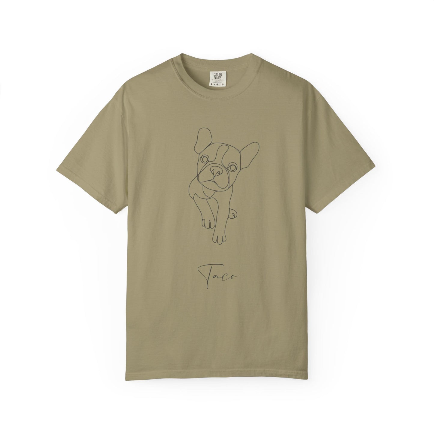 Personalized Comfort Colors T-shirt | Minimal Line Art with Your Dog's Photo & Name_Doggo Mojo_T-shirts_16