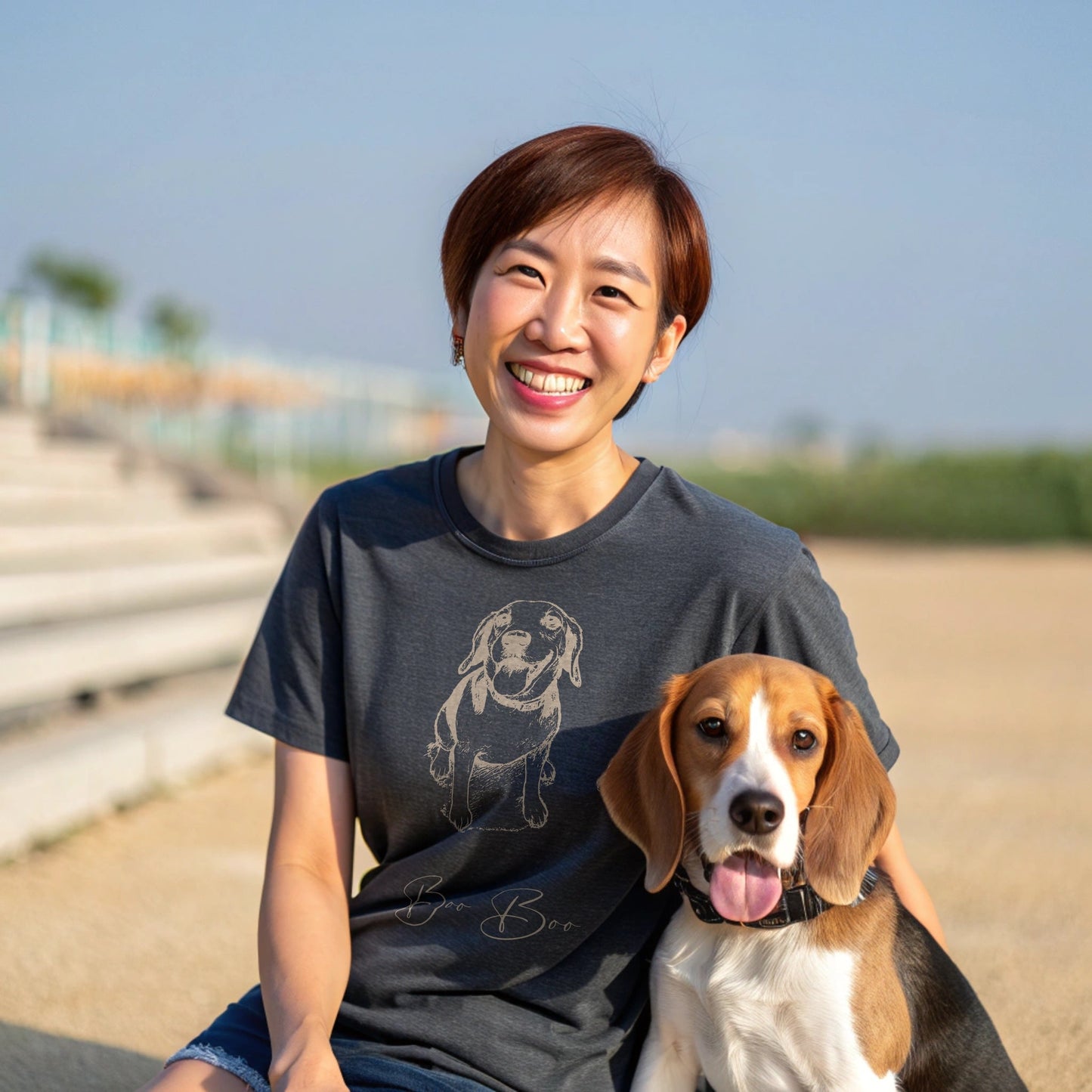 Personalized Comfort Colors Tee | Custom Dog Sketch & Dog's Name_Doggo Mojo_T-shirts_4