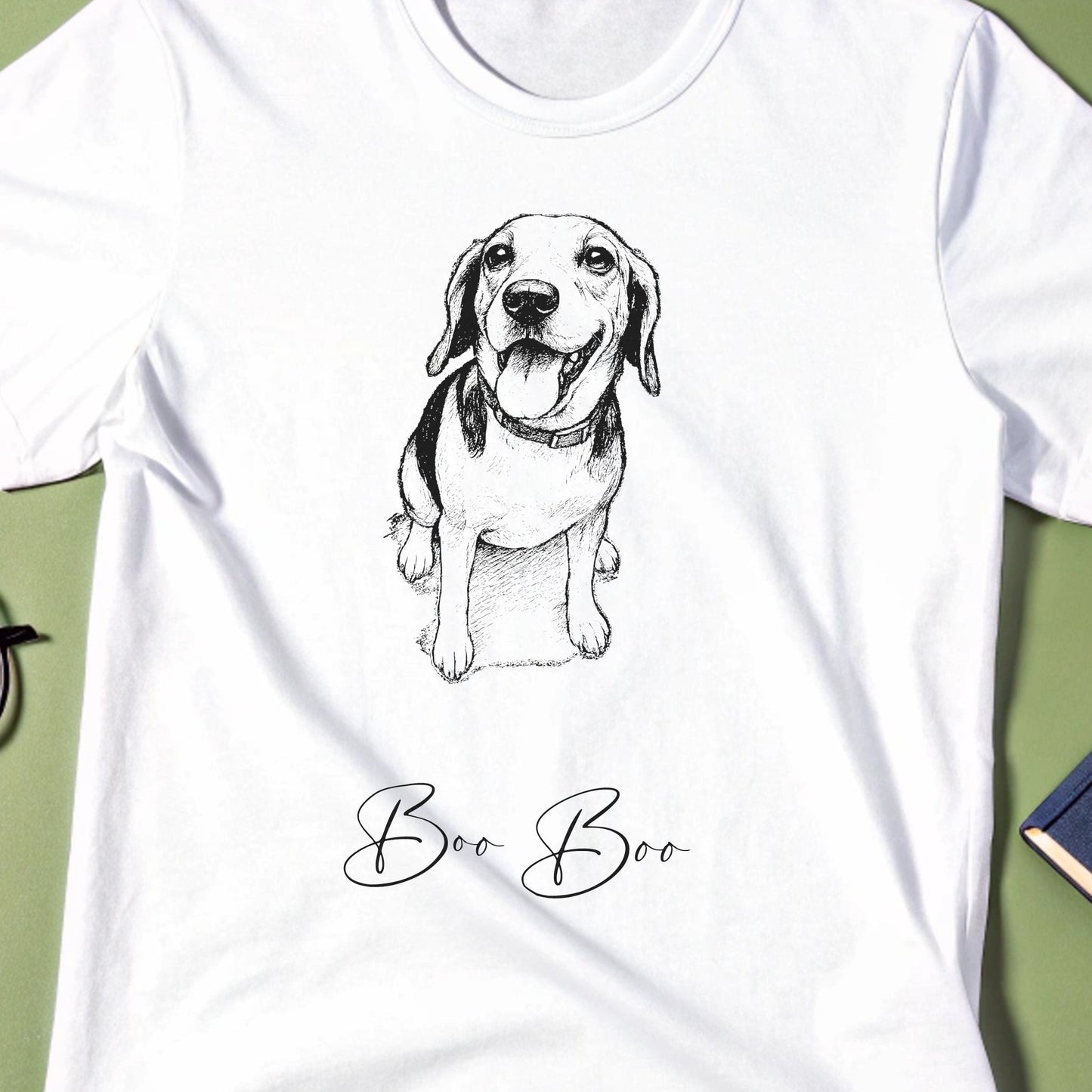 Personalized Comfort Colors Tee: Custom Dog Sketch & Dog's Name_Doggo Mojo_T-shirts_5