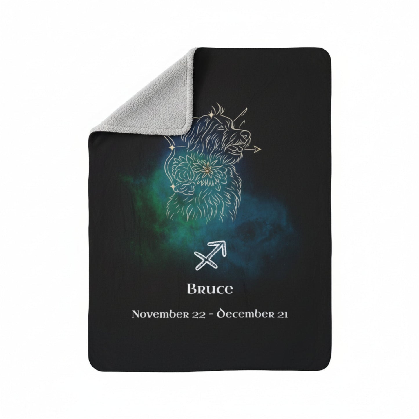 Personalized Dog Blanket | Sagittarius Zodiac Design with Your Dog's Photo & Name (Sherpa Fleece)_Doggo Mojo_Blankets_8