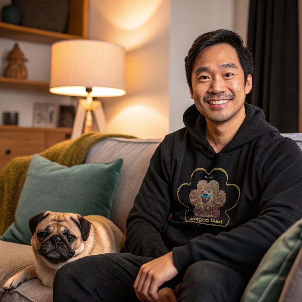 Personalized Hoodie: Dog Dad Paw Print with Your Dog's Photo & Name_Doggo Mojo_Hoodies_3