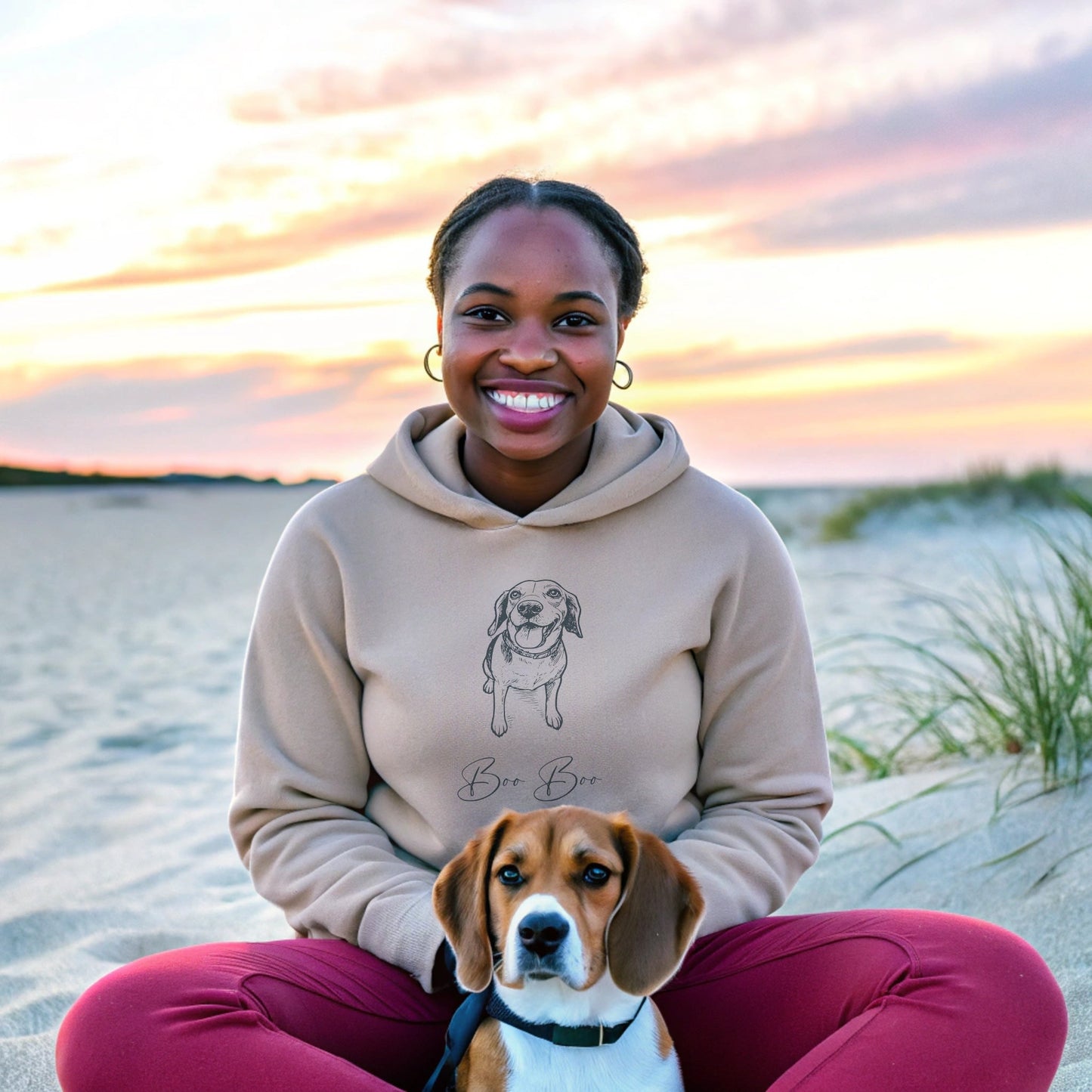 Personalized Hoodie | Modern Sketch Portrait with Your Dog's Photo & Name_Doggo Mojo_Hoodies_2