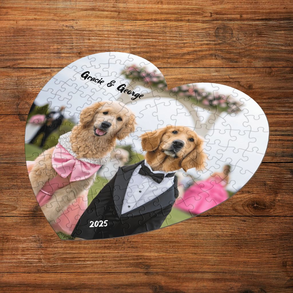 Personalized Jigsaw Puzzle: Heart (118pc) with Your Dog's Photo, Name & Year_Doggo Mojo_Puzzles_3