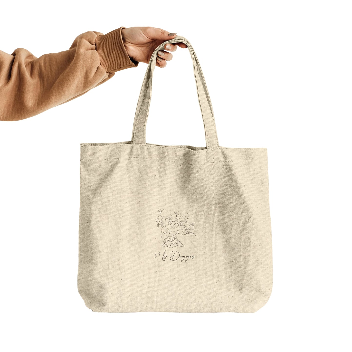 Personalized Large Tote Bag: Minimal Line Art with Your Dog's Photo & Name_Doggo Mojo_Tote Bags_3