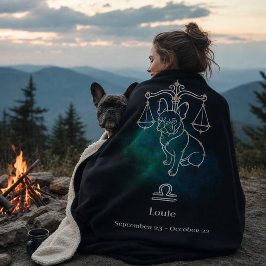 Personalized Libra Dog Sherpa Blanket | Modern Sketch Photo Upload_Doggo Mojo_Sherpa Blankets_2