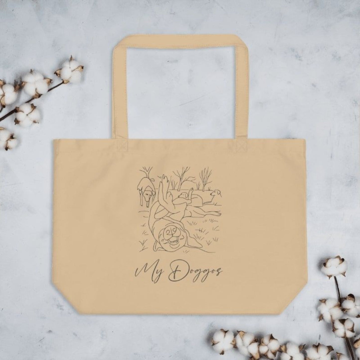 Personalized Organic Cotton Gusseted Tote Bag | Minimal Line Art with Your Dog's Photo & Name_Doggo Mojo_Tote Bags_3